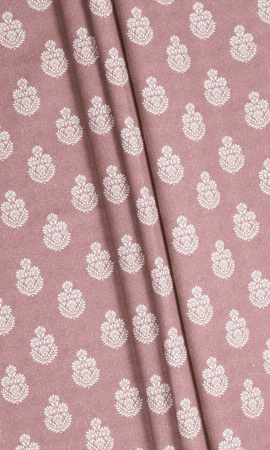 Floral Cotton Home Décor Fabric Sample (Blush Red/ Pink)