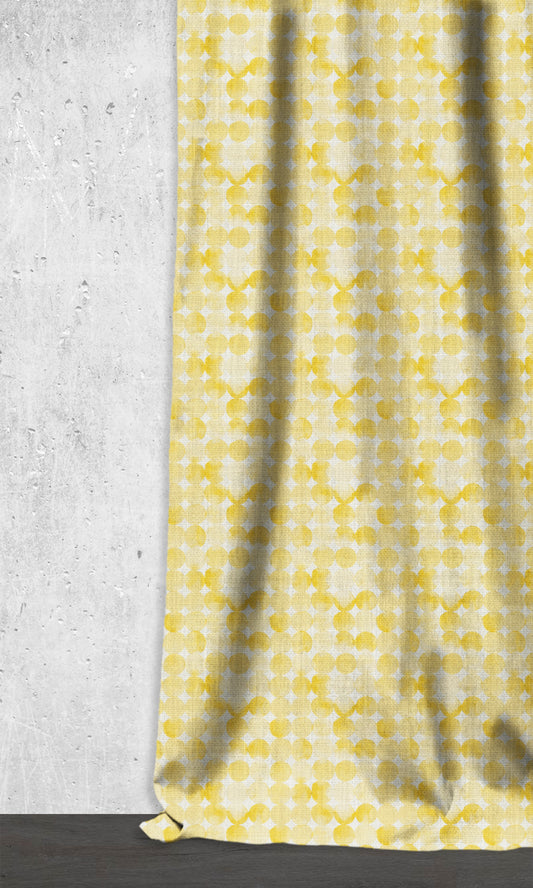 Printed Home Décor Fabric Sample (Eggshell White/ Warm Yellow)