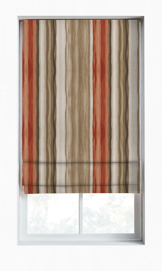 Room Darkening Striped Custom Home Décor Fabric By the Metre (Red/ Brown)