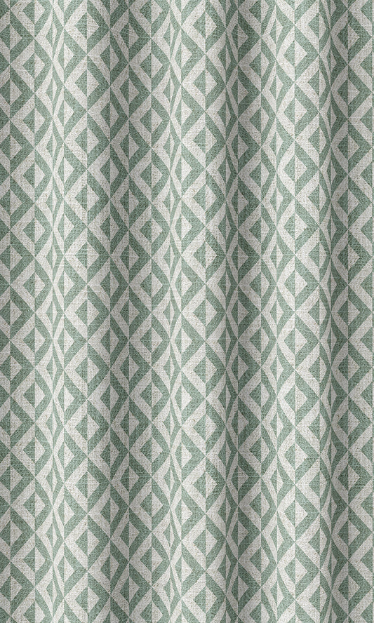 Geometric Print Home Décor Fabric By the Metre (Duck Egg Blue/ White)