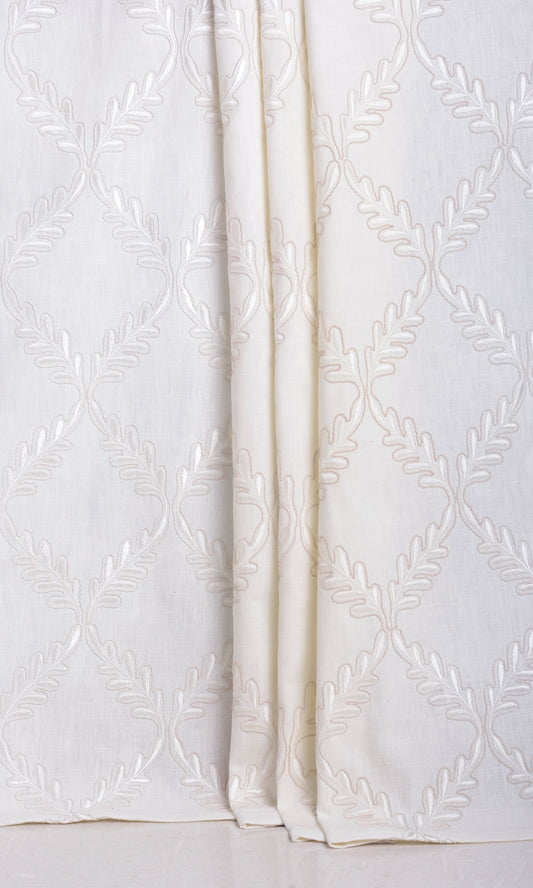 Poly-Linen Embroidered Blinds (White/ Cream)