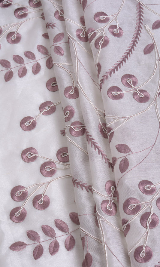 Nature Inspired Custom Home Décor Fabric By the Metre (White/ Pink)