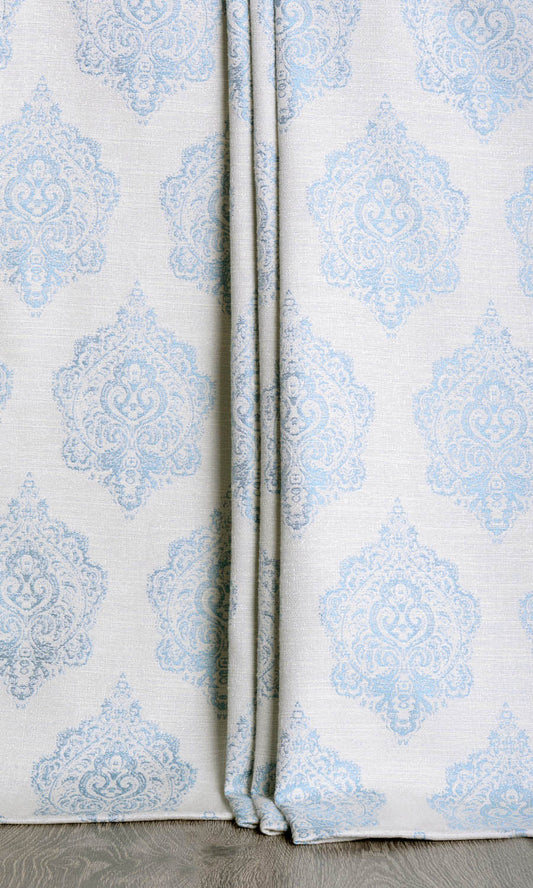 Custom Length Window Roman Shades/ Blinds (White/ Blue)