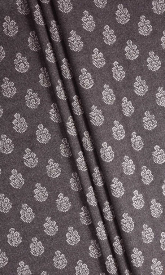 Floral Cotton Home Décor Fabric Sample (Charcoal Grey)