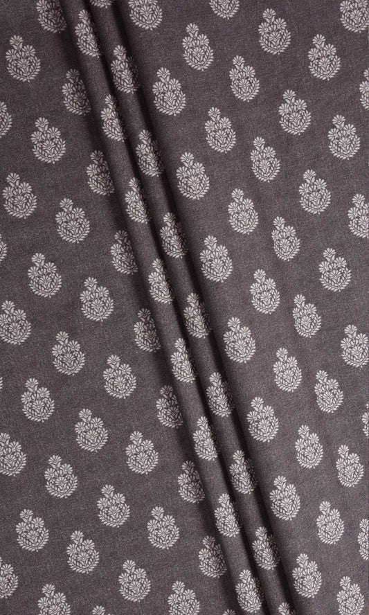 Floral Cotton Window Blinds (Charcoal Grey)