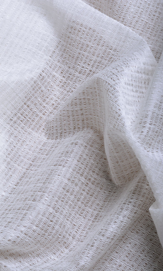 Cotton Blend Check Sheer Home Décor Fabric By the Metre (Milky White)
