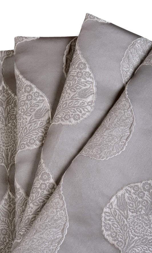 Ogee Patterned Custom Home Décor Fabric Sample (Pale Gray)