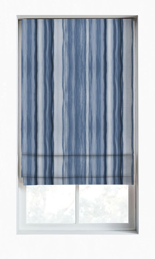 Modern Striped Window Home Décor Fabric By the Metre (Cobalt/ Denim Blue)