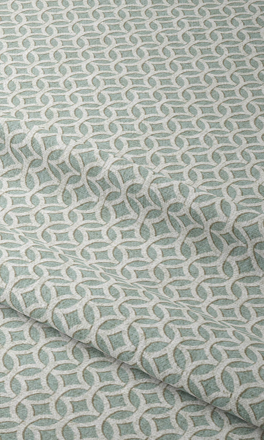 Geometric Print Home Décor Fabric By the Metre (Aqua Blue/ White)