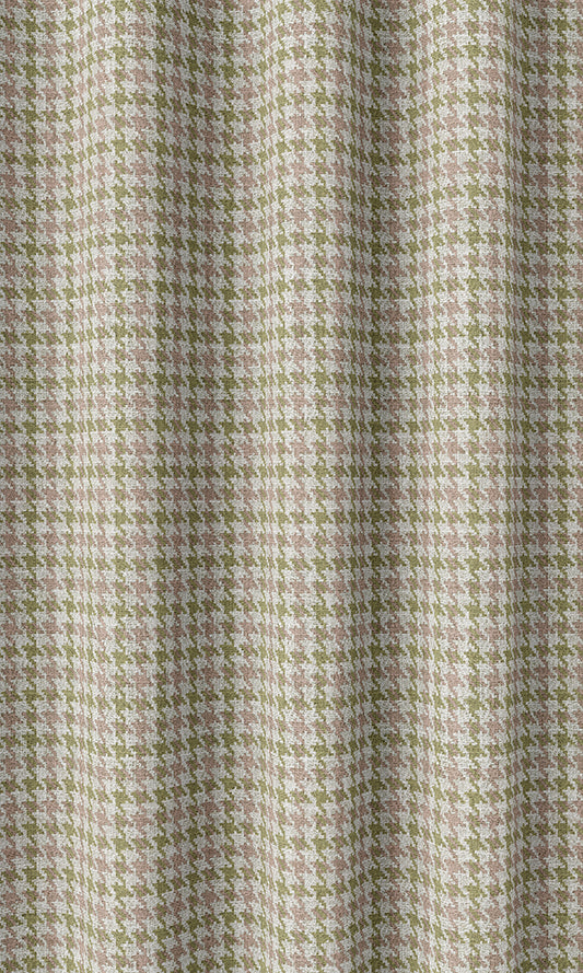 Houndstooth Patterned Roman Shades (Green & Pink)