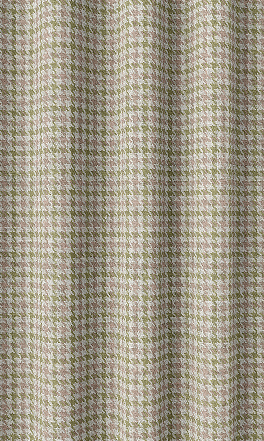 Houndstooth Patterned Home Décor Fabric Sample (Green & Pink)