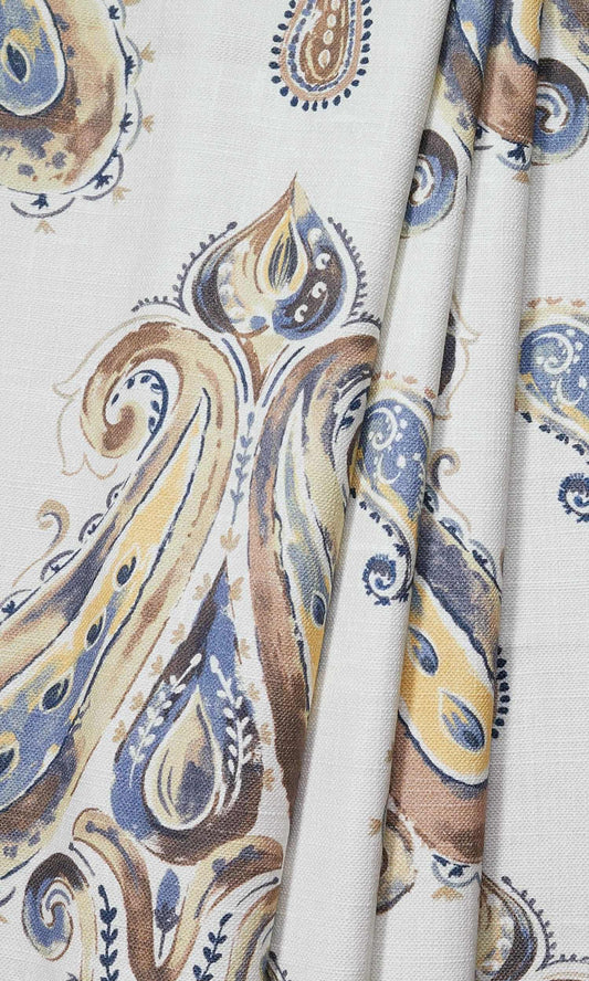 Paisley Print Home Décor Fabric By the Metre (Brown/ Blue)