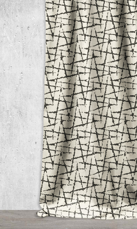 Modern Geo Print Roman Shades/ Blinds (Black/ Ivory)