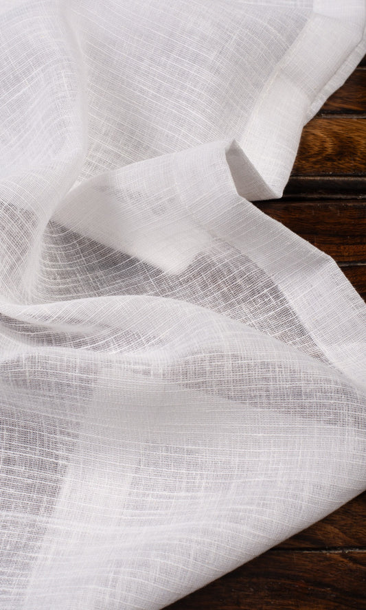 Plain Linen-Texture Sheer Home Décor Fabric Sample (White)