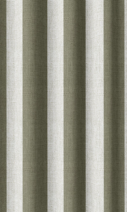 Modern Striped Print Home Décor Fabric By the Metre (Olive Green/ White)