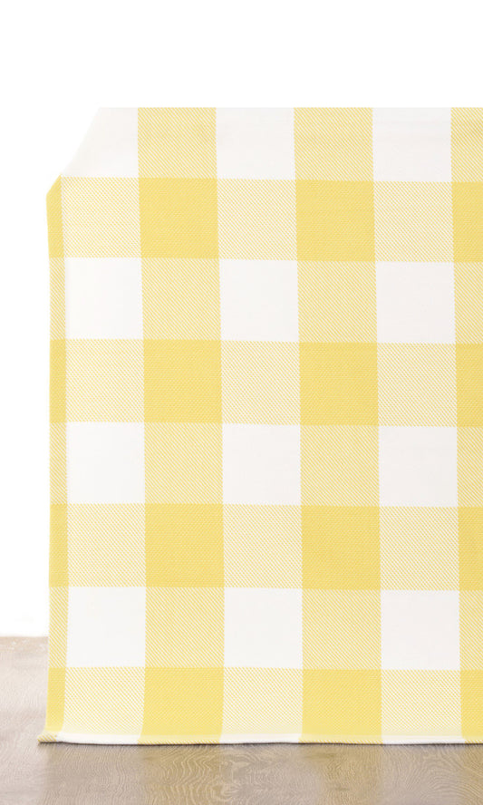 Buffalo Check Home Décor Fabric By the Metre (Lemon Yellow/ Pure White)