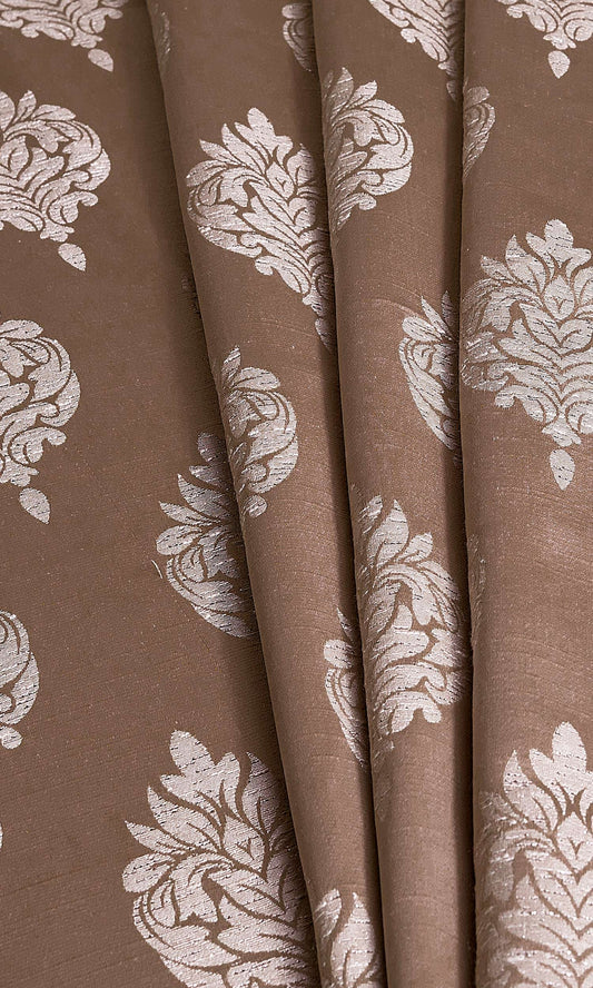 Self-Patterned Damask Home Décor Fabric Sample (Brown)