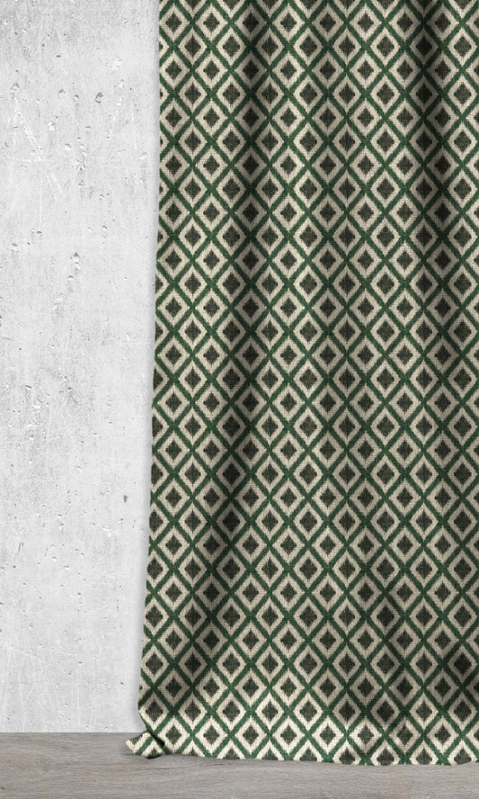 Diamond Patterned Ikat Shades (Green/ Charcoal)