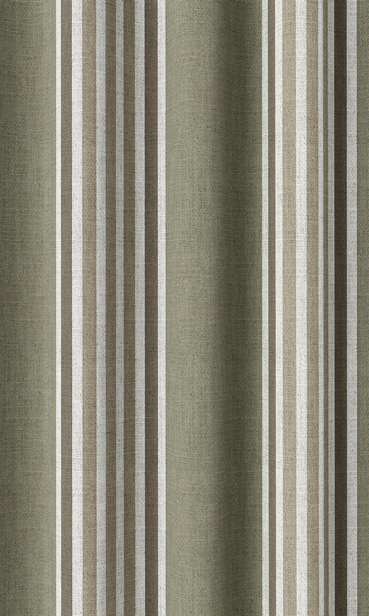 Striped Print Home Décor Fabric By the Metre (Olive Green/ Browns)