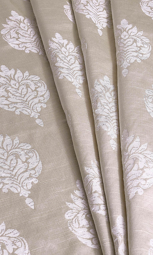 Patterned Damask Home Décor Fabric Sample (Cream/ Champagne Gold)