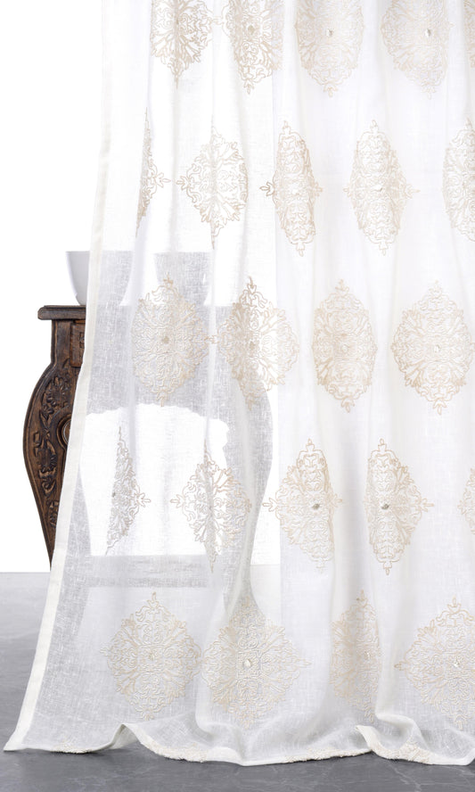 Sheer Floral Embroidered Shades (White/ Cream)