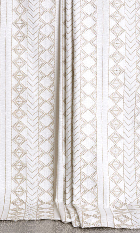 Geometric Patterned Home Décor Fabric Sample (White/ Gray/ Beige)