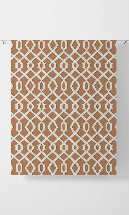 Trellis Patterned  Home Décor Fabric By the Metre (Rust Orange & White)