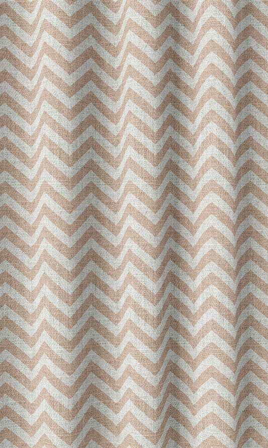 Modern Chevron Print Home Décor Fabric By the Metre (Blush Pink/ White)