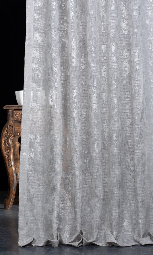 Semi-Sheer Roman Blinds with Silver Accents (Gray/ Silver)