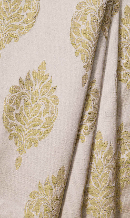 Self-Patterned Damask Home Décor Fabric By the Metre (Green)