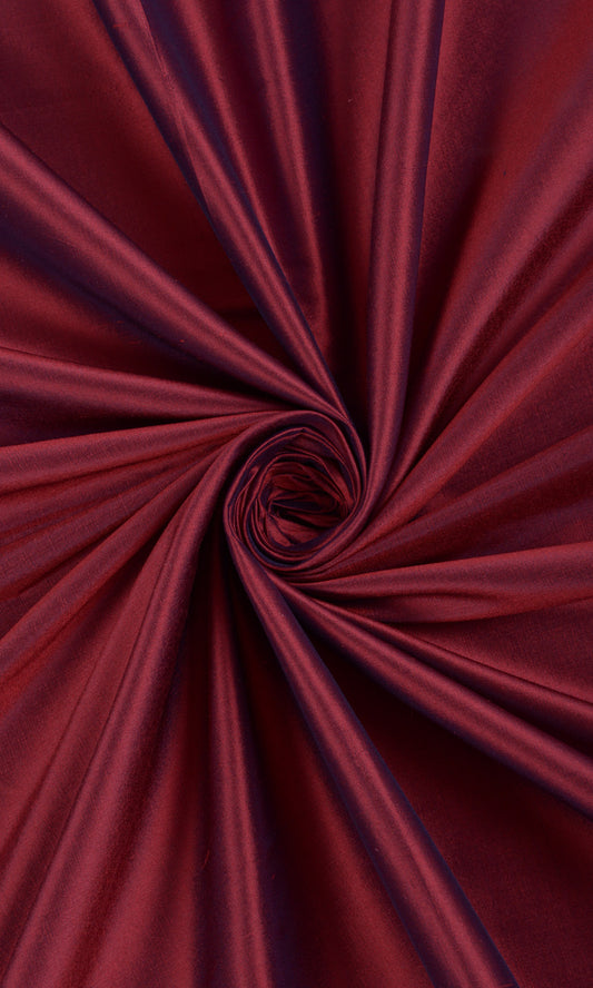 Plain Shantung Silk Custom Home Décor Fabric By the Metre (Crimson Red)