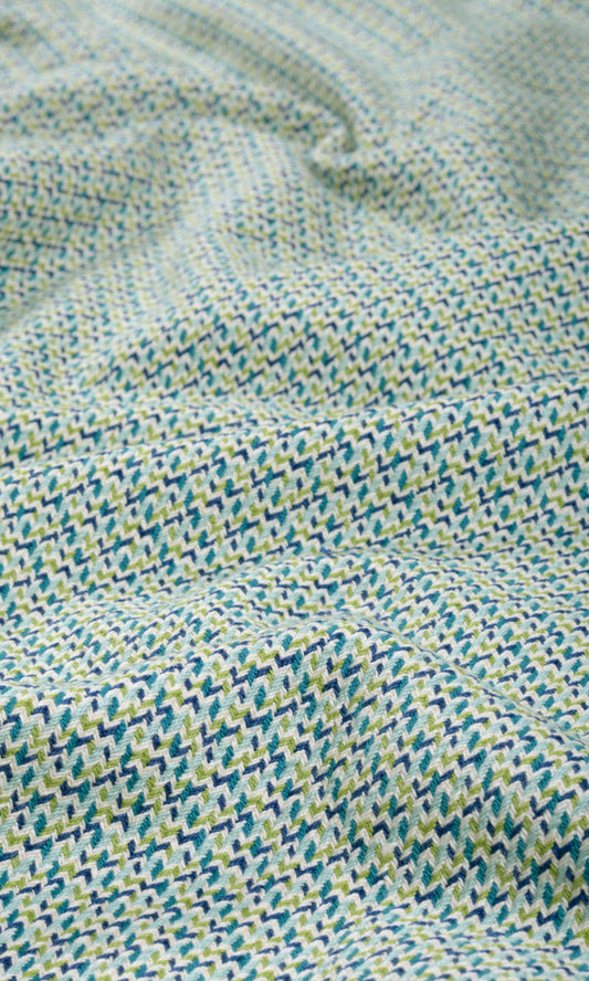 Houndstooth Patterned Custom Home Décor Fabric By the Metre (Blue/ Green)