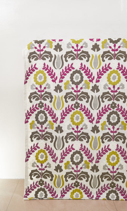 Bespoke Home Décor Fabric By the Metre (White/ Magenta/ Gray/ Green)