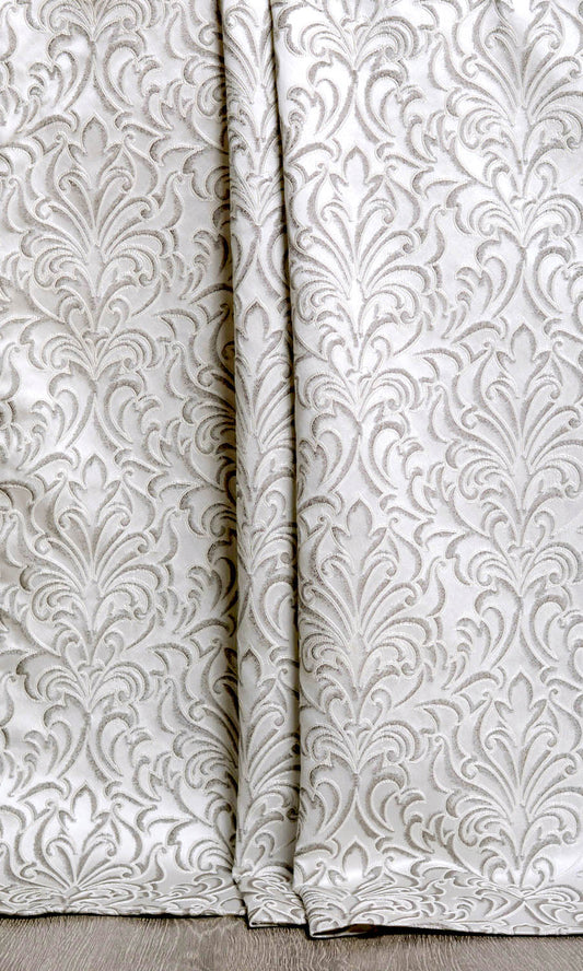 Floral Textured Roman Shades (White/ Black)