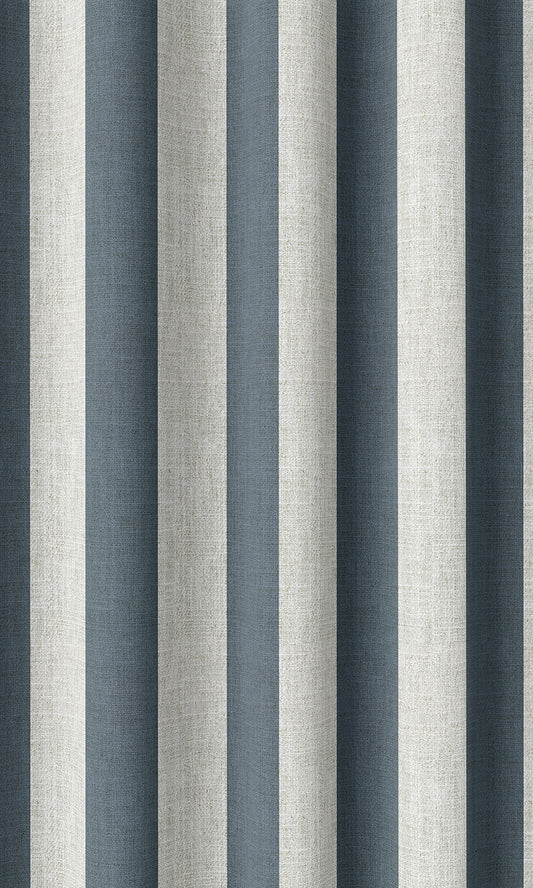 Modern Striped Custom Home Décor Fabric By the Metre (Petrol Blue/ White)