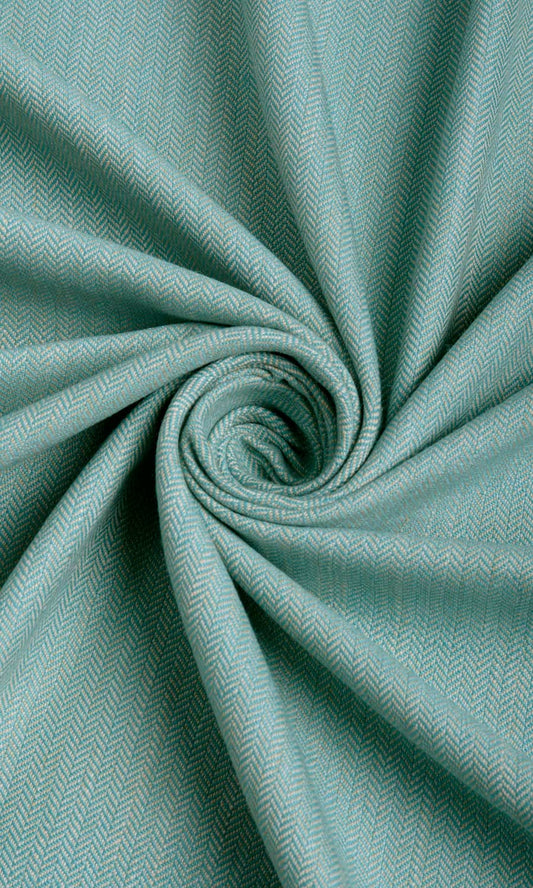 Herringbone Textured Home Décor Fabric By the Metre (Turquoise Blue)