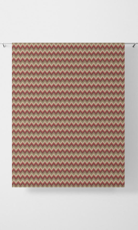 Chevron Patterned Home Décor Fabric Sample (Red & Brown)