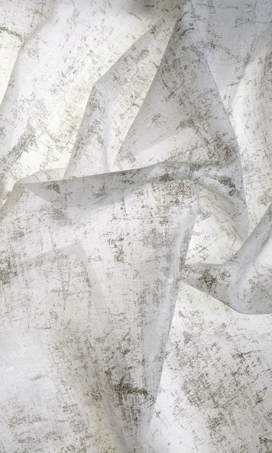 Sheer Home Décor Fabric By the Metre (White/ Metallic Silver/ Grey)