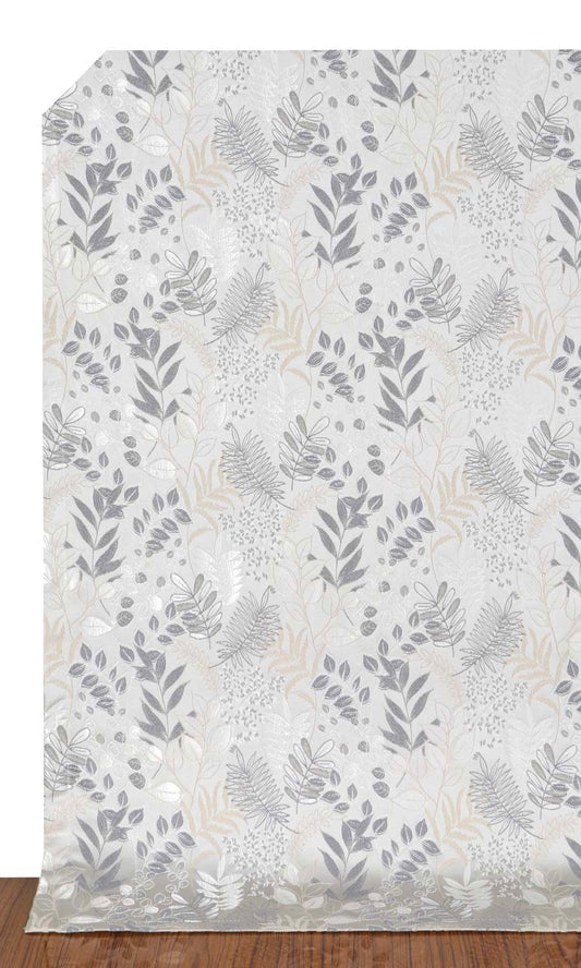 Botanical Home Décor Fabric By the Metre (Pale Grey/ Warm White)