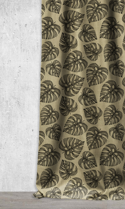 Botanical Print Roman Shades (Black/ Khaki Brown)