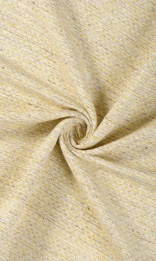 Lemon Yellow Pinch Pleat Home Décor Fabric By the Metre (Yellow/ Brown/ Ivory)