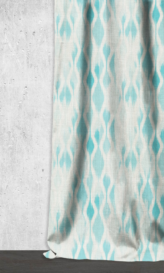 Ikat-Style Blinds (Eggshell White/ Blue)