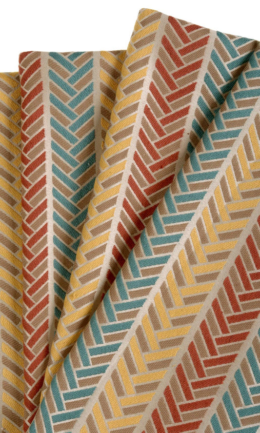 Herringbone Patterned Home Décor Fabric Sample (Red/ Blue/ Yellow/ Beige)