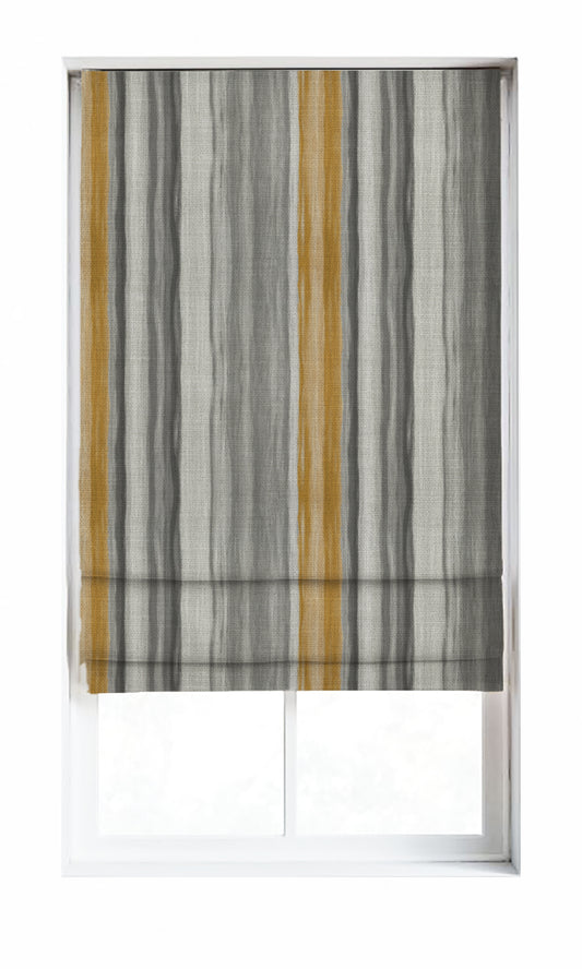 Modern Striped Window Home Décor Fabric By the Metre (Grey/ Yellow)