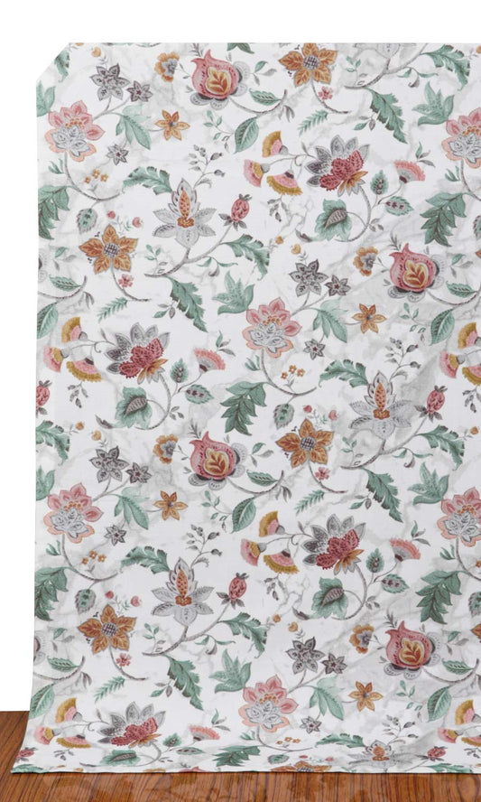 Floral Cotton Home Décor Fabric Sample (Red/ Pink/ Green)