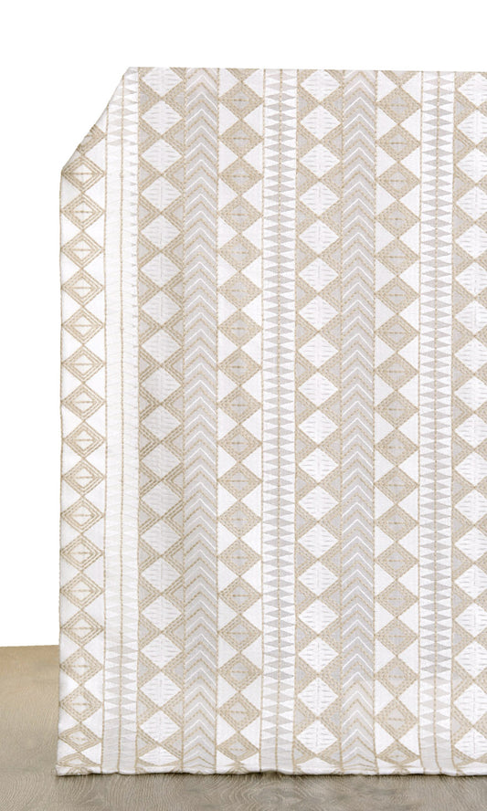 Geometric Patterned Home Décor Fabric Sample (White/ Gray/ Beige)