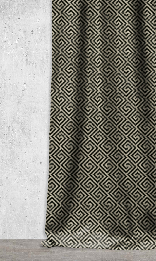 Geometrical Patterned Roman Shades (Black/ Stone Grey)