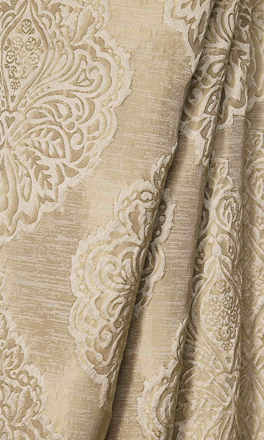 Damask Custom Window Home Décor Fabric Sample (Beige/ Champagne Gold)