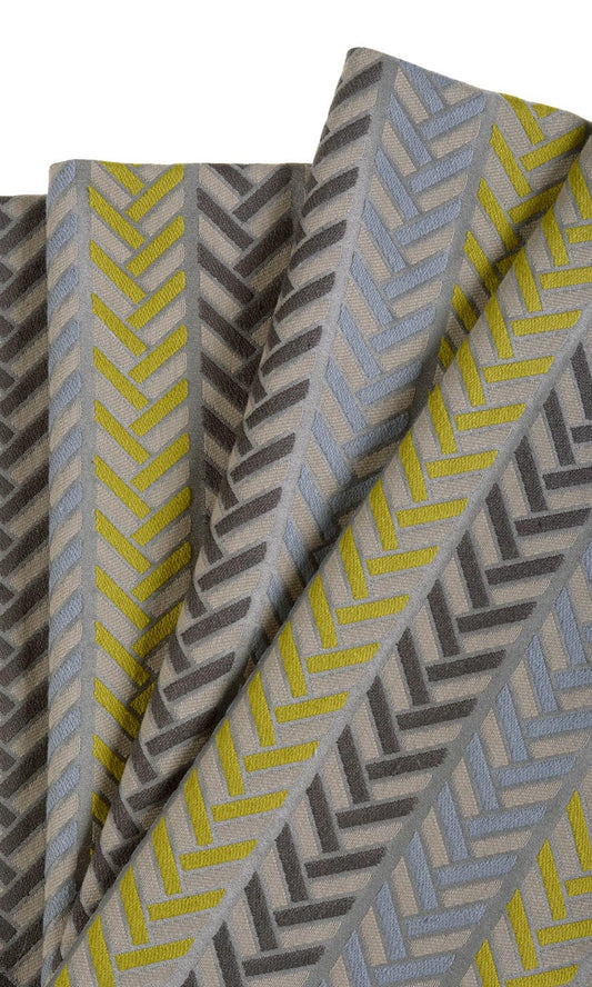 Horizontal Herringbone Pattern Blinds (Grey/ Yellow)