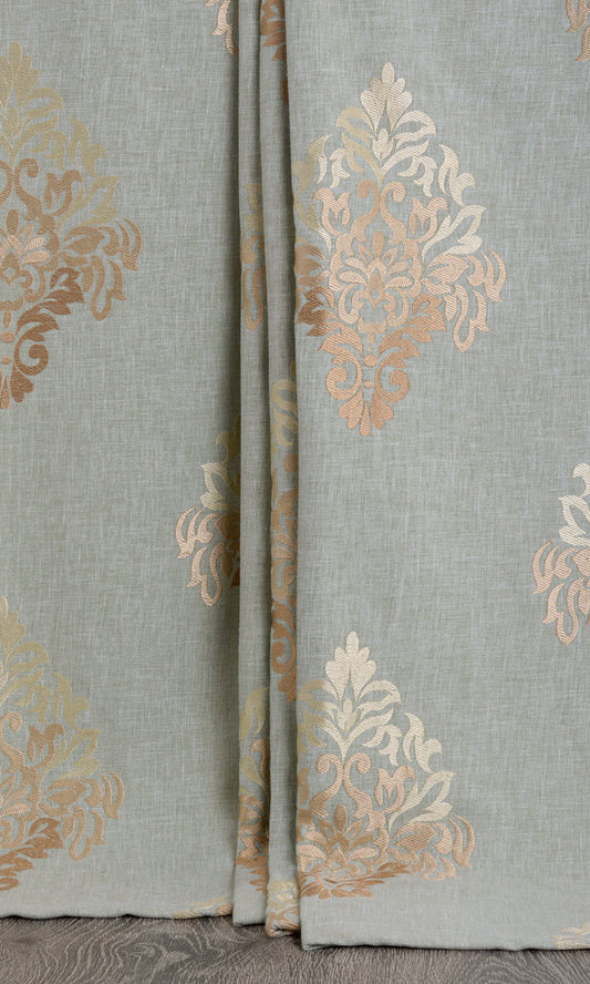 Damask Patterned Custom Blinds (Gray/ Beige/ Brown)